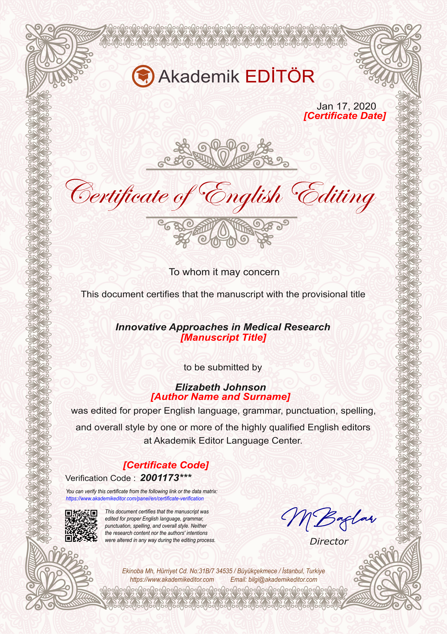 English Editing Certificate
